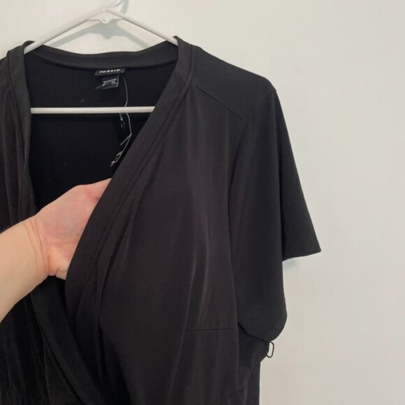 NEW NWT TORRID 3 Plus Size Jersey Knit Faux Wrap Top Black Short Sleeve NO BELT - Picture 8 of 15